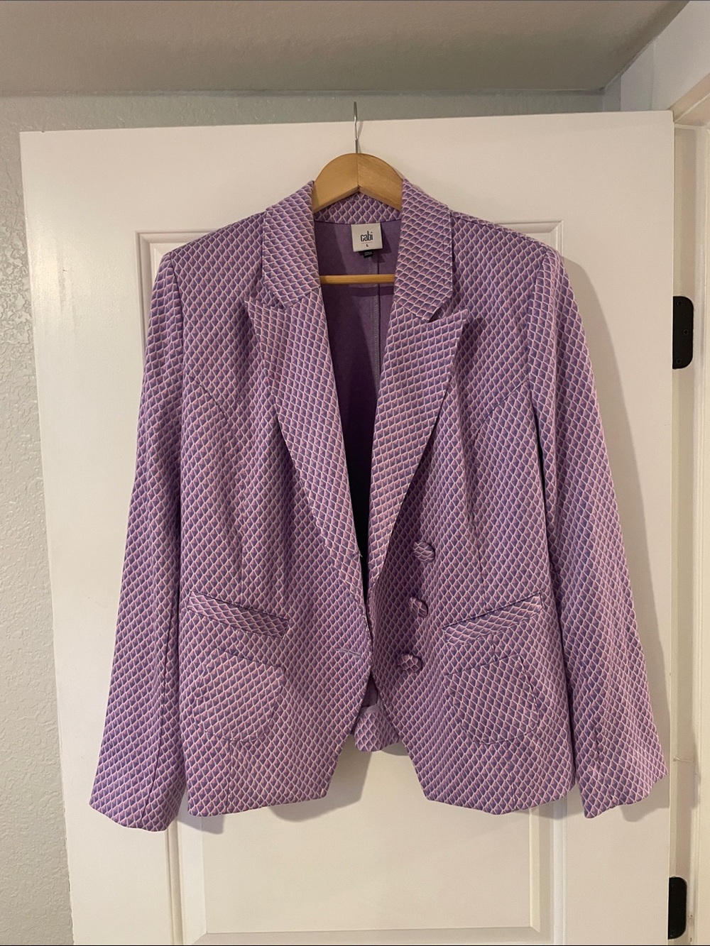 CAbi Lavender Quilted Diamond-Texture Blazer - Women's Jacket